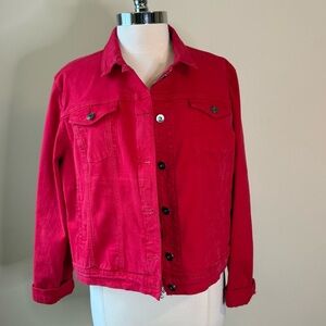CHARLIE B Red Denim Jacket Size XL